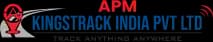 Logo for apm-kingstrack featuring red and white text on a dark background.