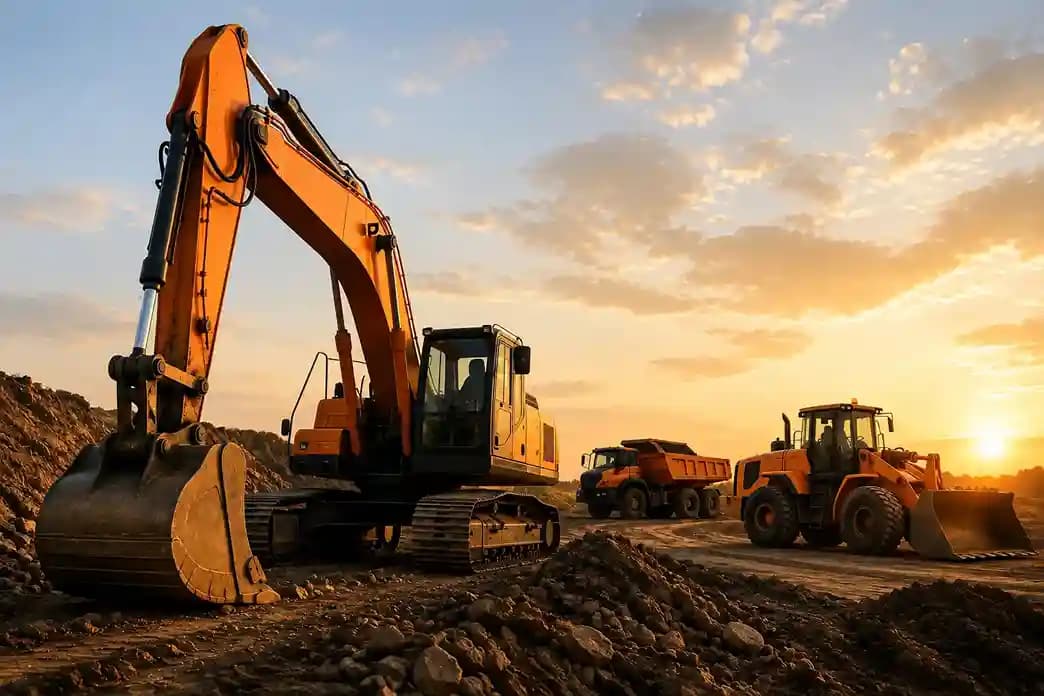 IoT-based fleet management system for construction vehicles and heavy equipment with maintenance scheduling, utilization tracking, and equipment monitoring.