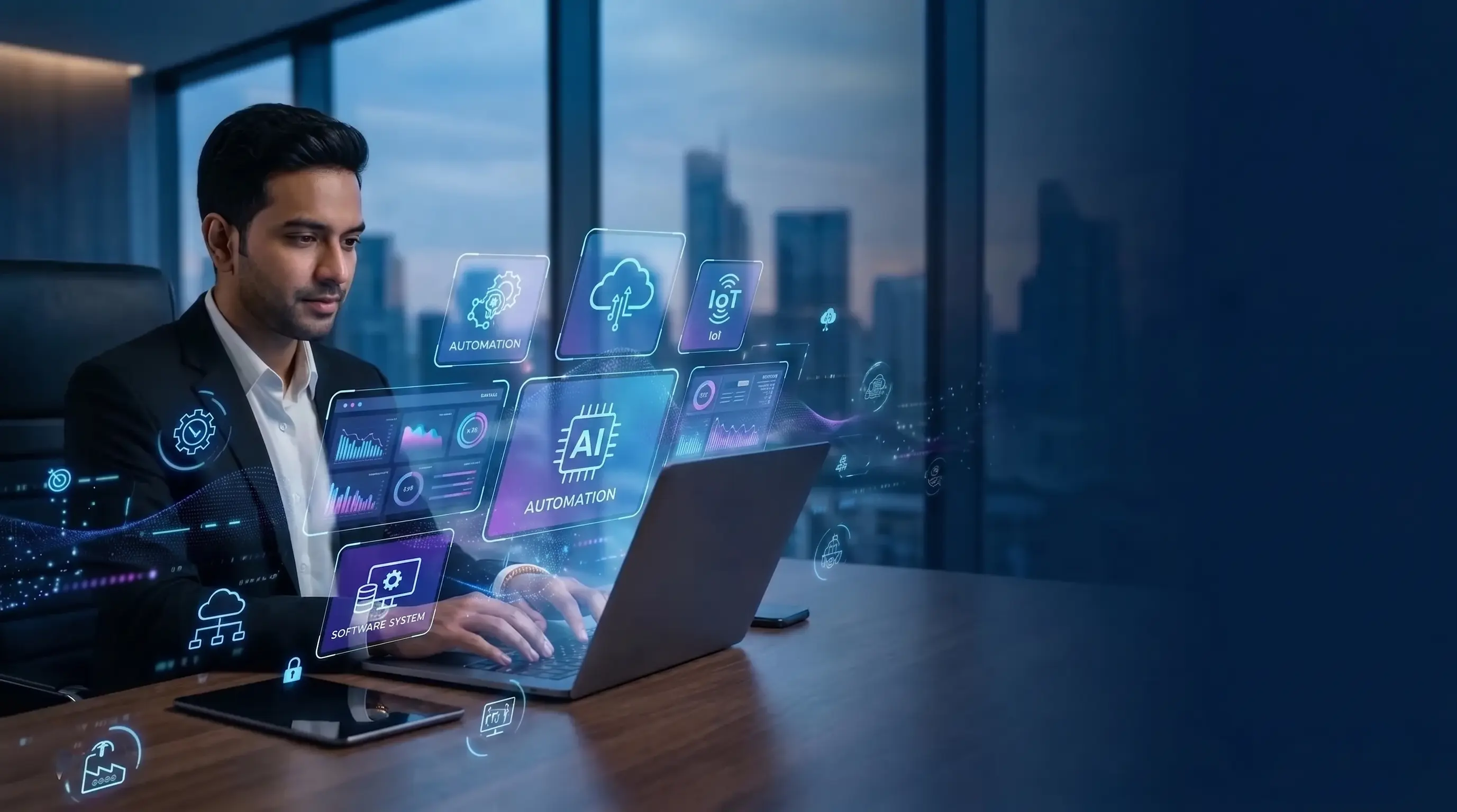 Digital technology interface overlay representing innovation and expertise about EIT solutions.