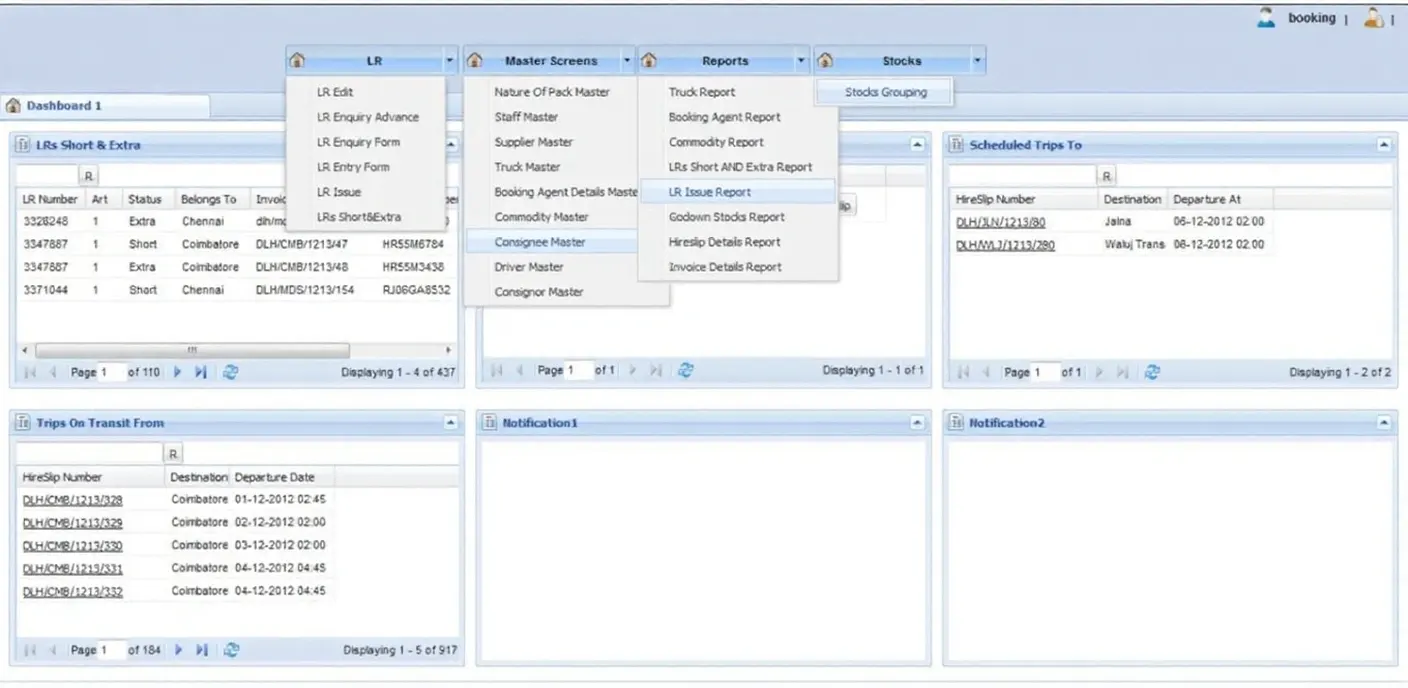 Logistics dashboard powered by cloud computing services.