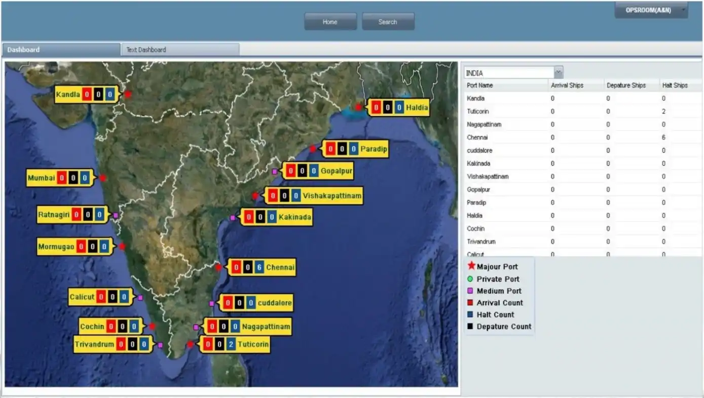 India port monitoring map built on cloud computing architecture.
