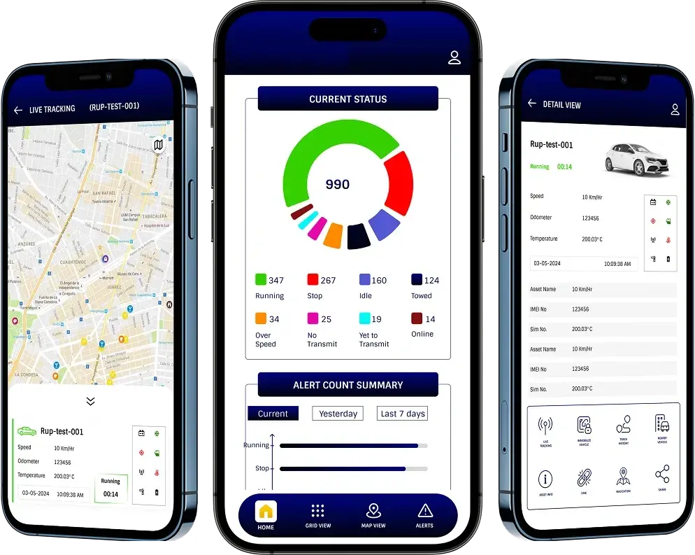 Fleet tracking mobile interface showcasing mobile app development.