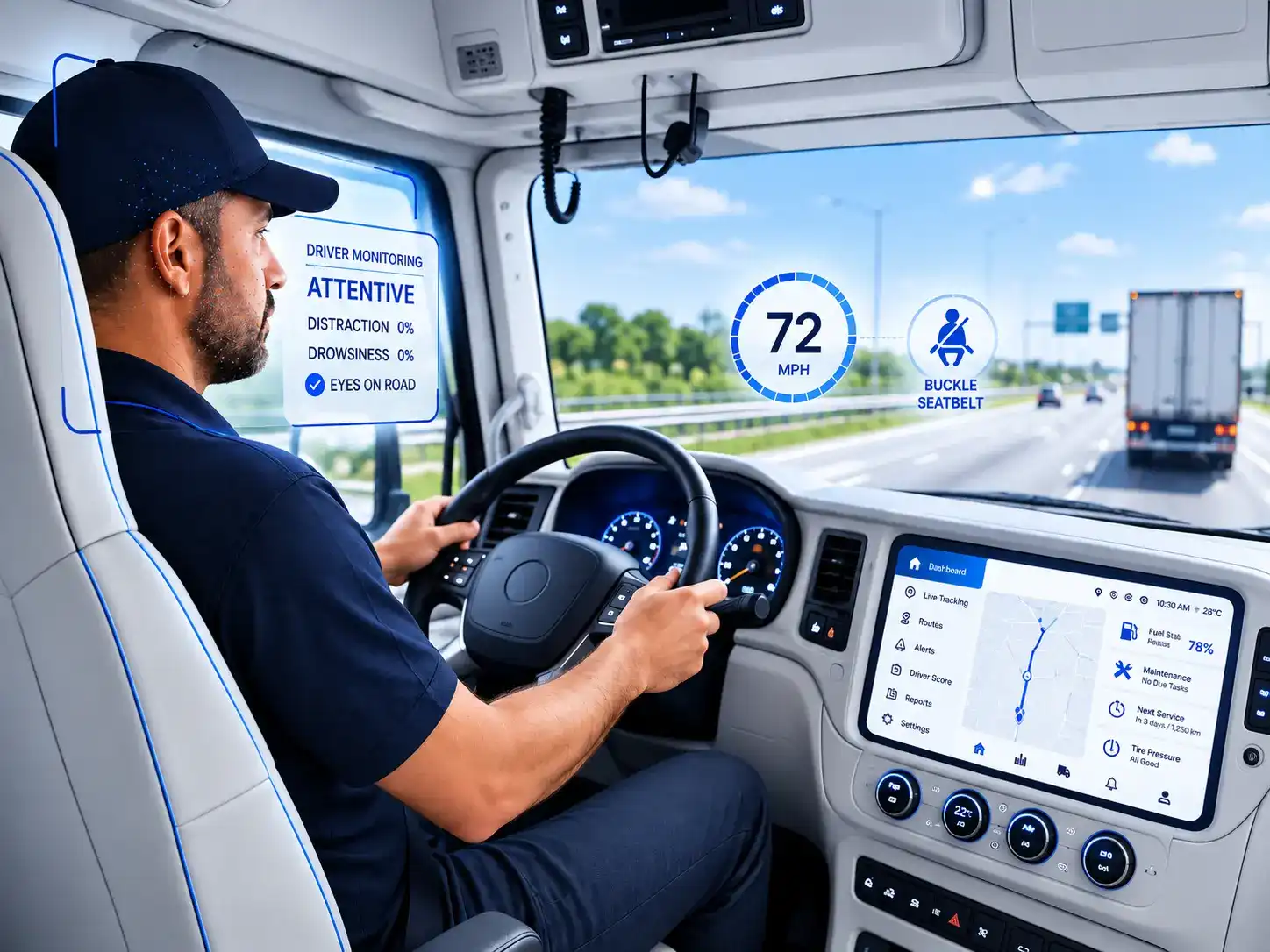 Fleet dashcam system for driver monitoring and road safety