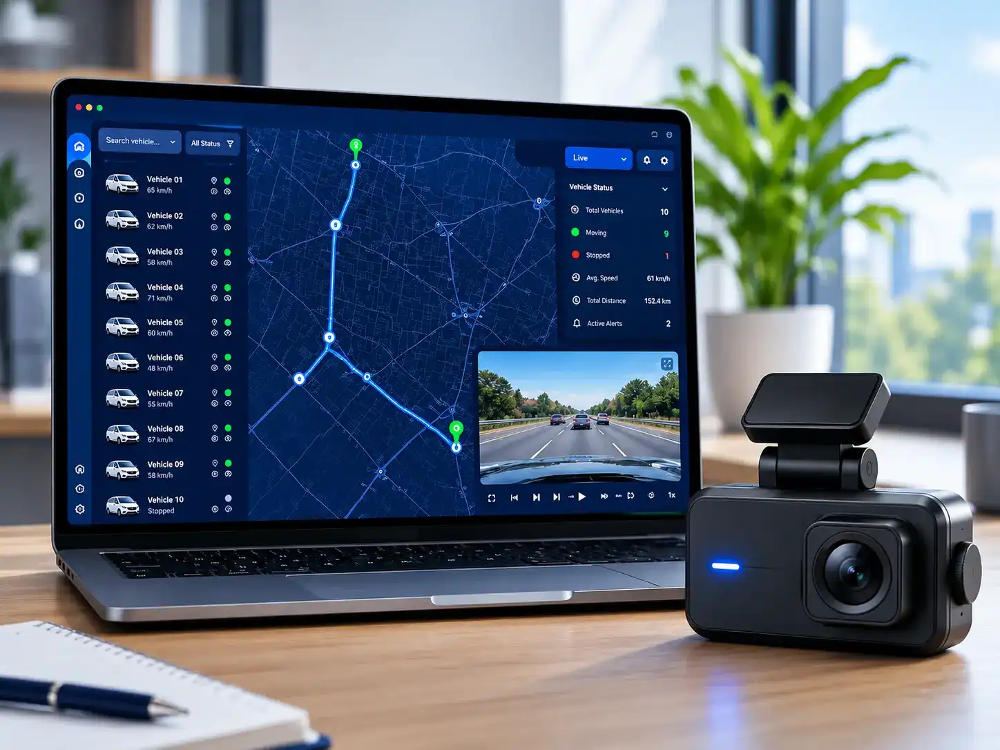 GPS dashcam monitoring system for fleet vehicle tracking