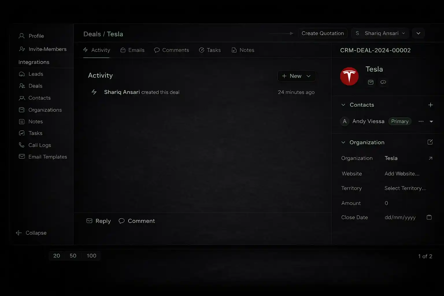 Clean white UI of crm-sales showing detailed pricing tables and personalized service modules.