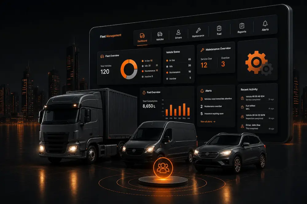 fleet management system with GPS tracking for commercial vehicles
