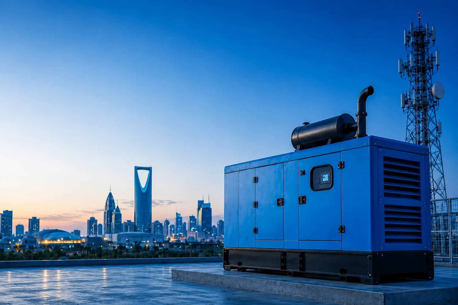 IoT diesel generator monitoring system dashboard for real-time performance, fuel, and equipment health tracking in Riyadh