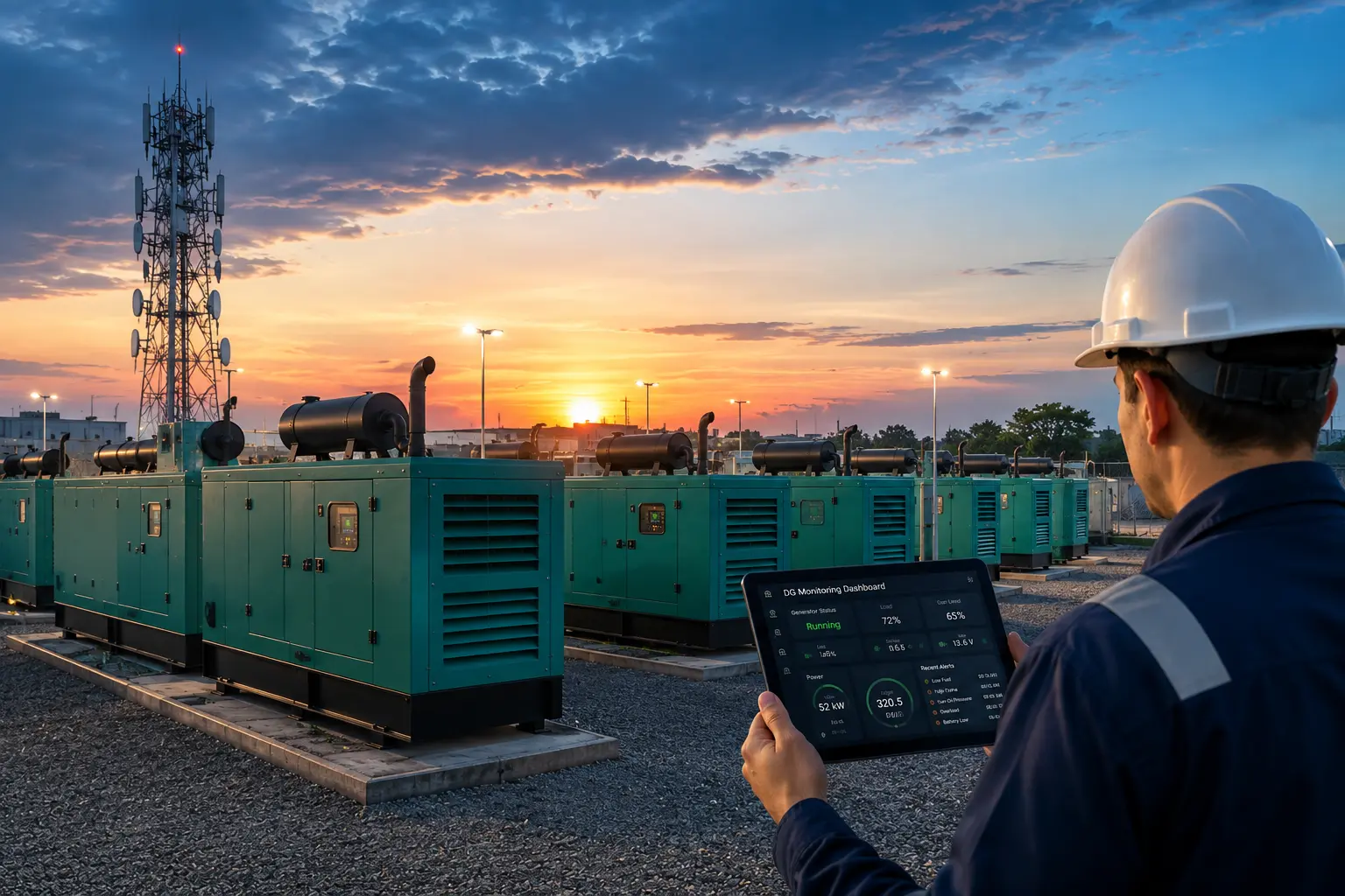 Generator Fault Monitoring Solution Diesel generator fault monitoring solution highlighting abnormal operating conditions and alerts.