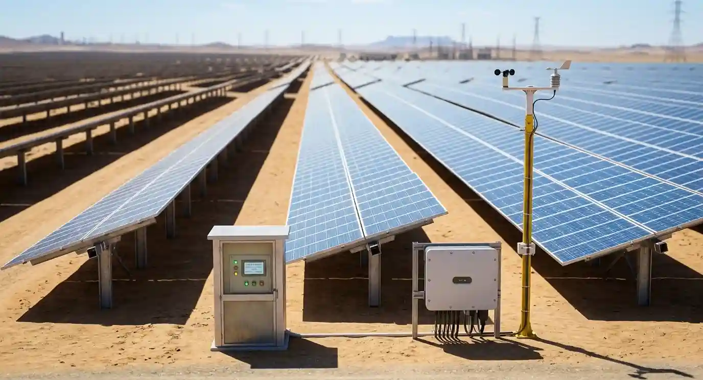 Smart solar monitoring system for real-time solar panel performance and energy management in a large-scale solar farm